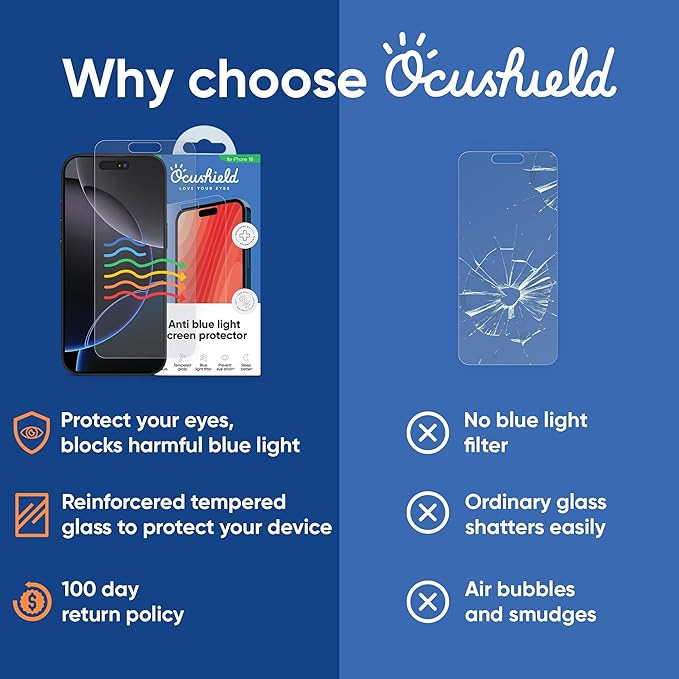 Ocushield Screen Protector for iPhone 17 Air – Blue Light Tempered Glass - Image 7