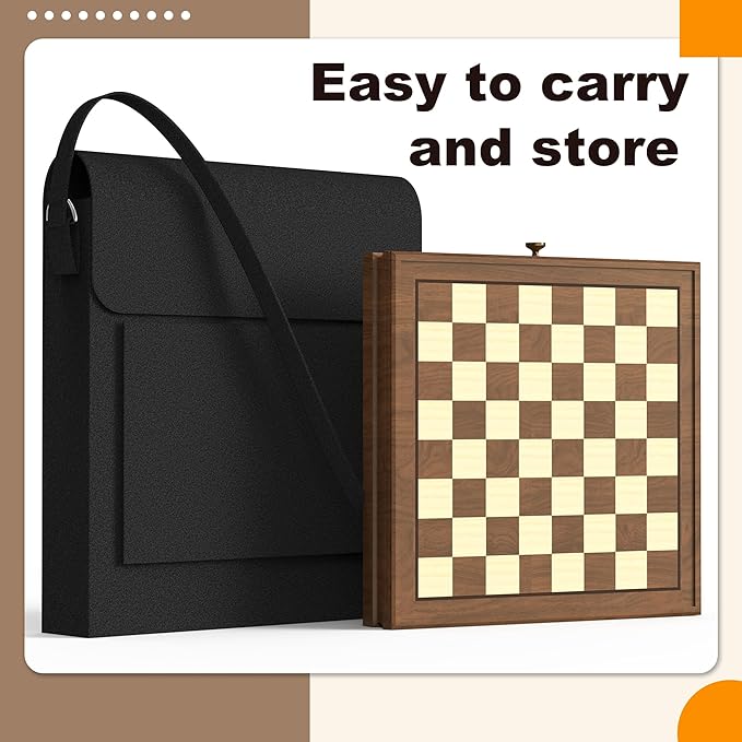 Premium Natural Walnut 13" x 13" Magnetic Wooden Chess Set - Image 5