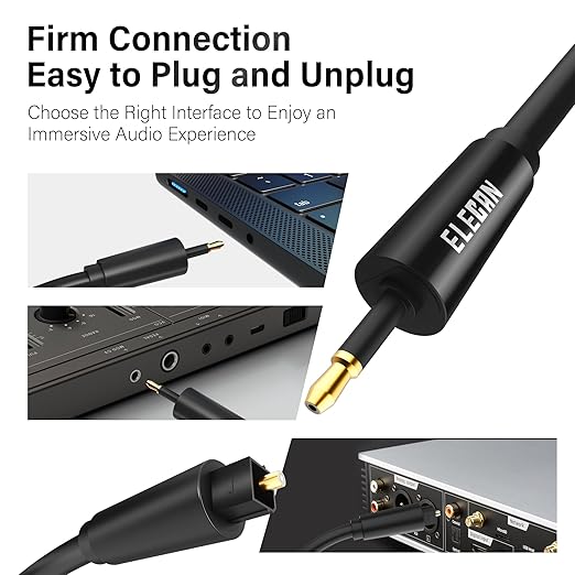Elecan Mini Toslink to Toslink Digital Optical S/PDIF Audio Cable 10 Ft - Image 5