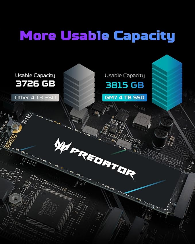 Predator GM7 4TB SSD: M.2 2280 PCIe Gen 4 x4 NVMe 2.0, Read Speed Up to 7400 - Image 8