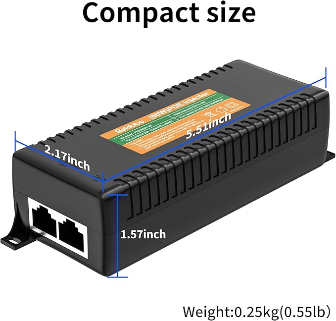 2.5Gb PoE Injector Adapter 60W, IEEE 802.3bt/at/af Compliant, Converts Non-PoE - Image 7