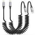 Coiled USB C to Lightning Cable 2 Pack, Retractable USB C iPhone Charger PD by AceceneUSBChargingCables