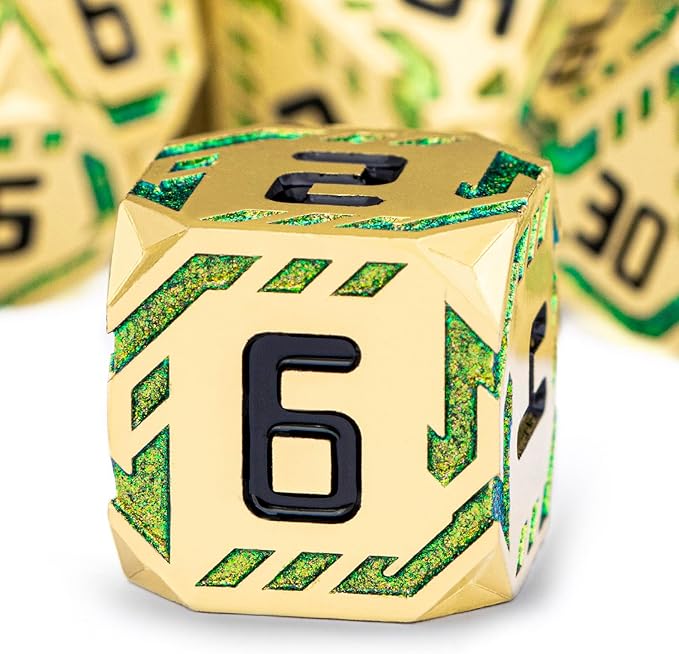 Metal DND Sci-fi Dice Set 7PCS Stripe Polyhedral Dice - Image 3