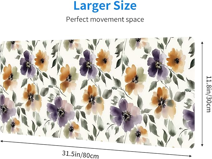 Watercolor Floral Large Mouse Pad, Gaming Keyboard Desk Pad, Extended Mouse Mat - Image 3