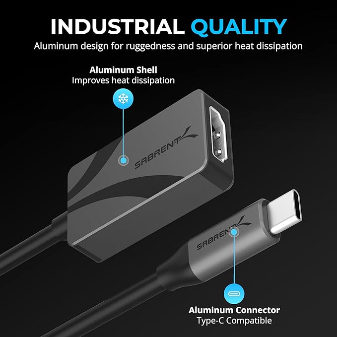 SABRENT, HDMI to USB C Adapter, USBC to HDMI Adapter 4K 60Hz, Thunderbolt - Image 6