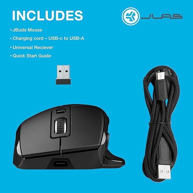 JLab JBuds Wireless Mouse, Connect Via Bluetooth or USB Wireless Dongle - Image 9