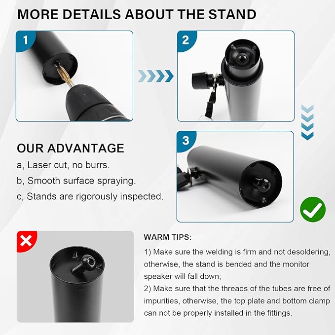 Set of 2 Studio Monitor Stands Desktop Clamp Speaker Stands Against The Wall - Image 7