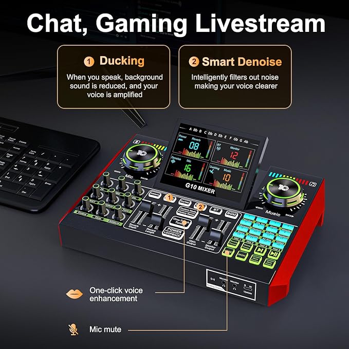 Audio Mixer, Sound Board for Pc/Phone Live Streaming Singing Gaming, Sound - Image 4