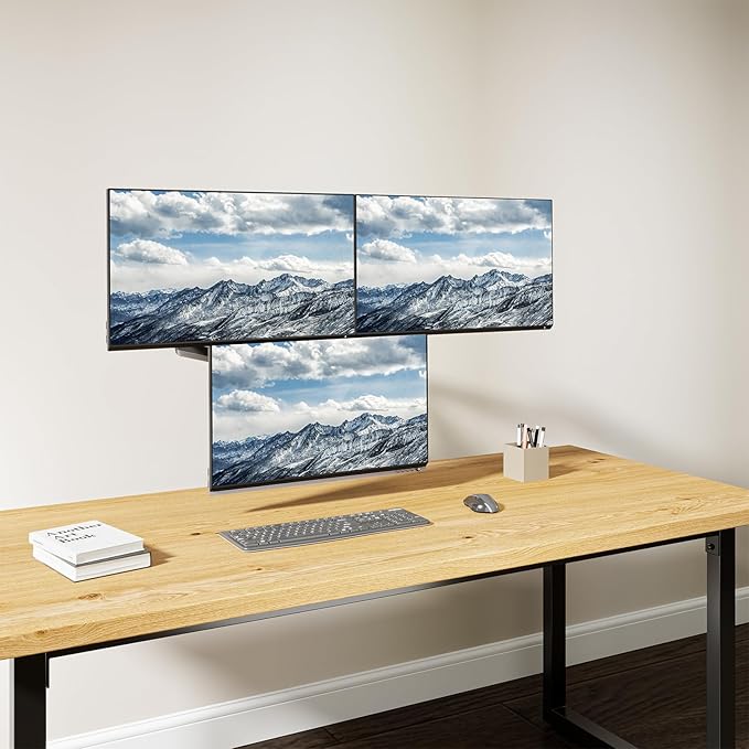 WALI Triple Monitor Mount for 13-27 inch Screens, Adjustable 3 Monitors Desk - Image 3
