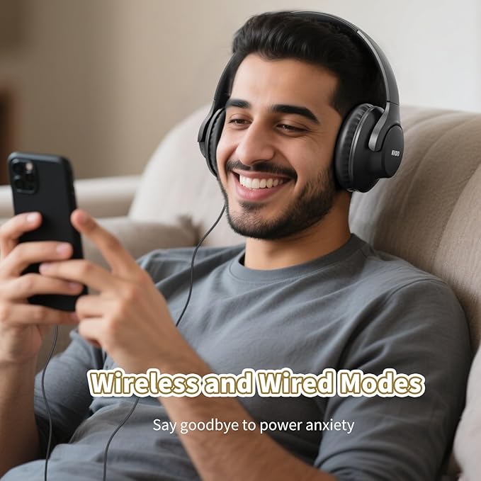 KVIDIO Bluetooth Headphones Over Ear, 65 Hours Playtime Wireless Headphones - Image 6