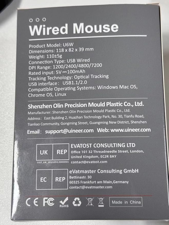 Wired Mouse, 4 Levels Adjustable DPI, 6 Programmable Buttons, Ergonomic - Image 8