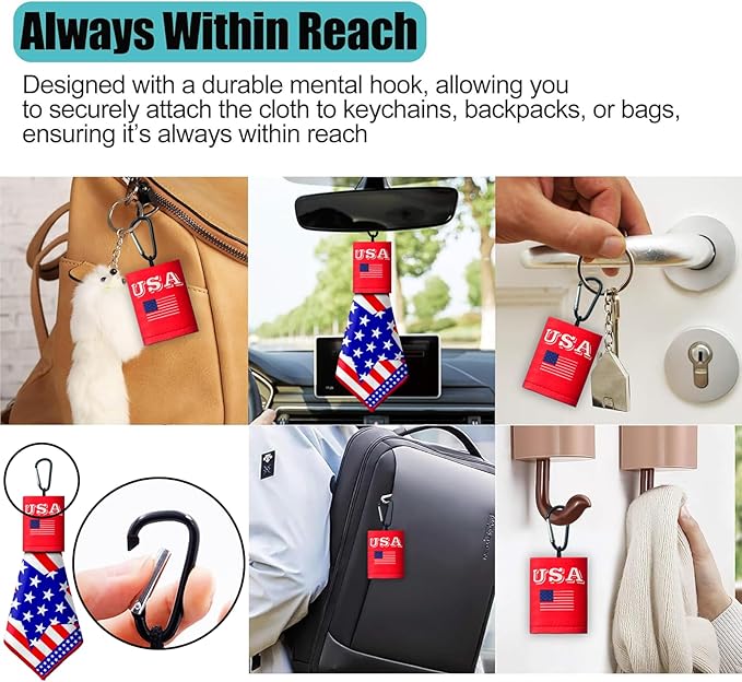 2 Sided Portable Glasses Cleaner, Patriotic Gasses Cleaning Cloth Keychain - Image 7