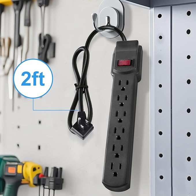 6-Outlet Surge Protector – 250 Joules, 6ft Cord, 1875W Max – Right Angle Plug - Image 3