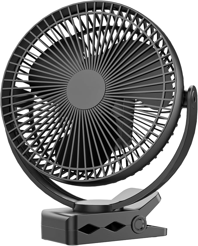 ATEngeus USB Desk Fan, Rechargeable Portable Fan, 8-Inch Clip on Fan, 10000mAh - Image 4