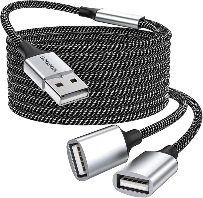 Durable USB A Male to 2 Female Extension Cord by MOGOOD