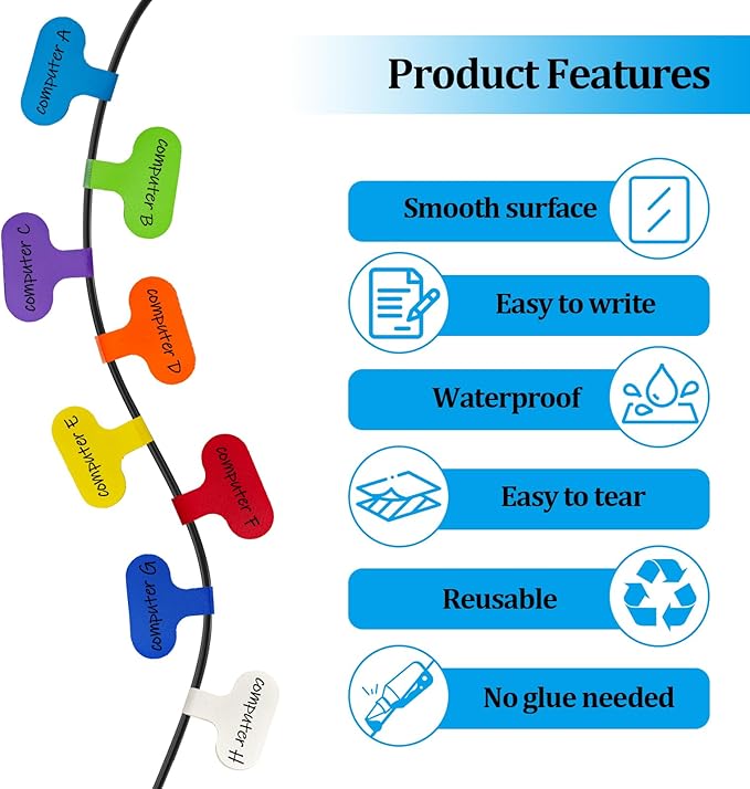 24 Pcs Cable Cord Labels, Wire Labels, Cable Tags, Computers Cable Management - Image 2