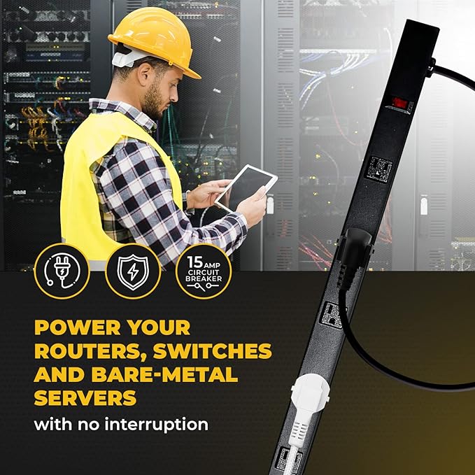9 Black Verticle Outlets 6 Feet Power Cord Heavy Duty Metal Surge Protector - Image 9