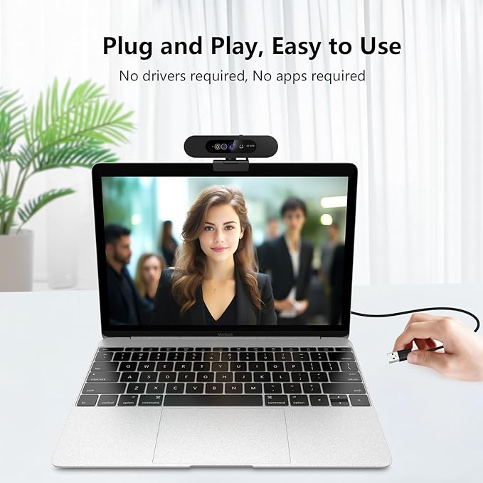 2K QHD Webcam with Windows Hello Facial Recognition, 4MP Computer Camera with - Image 7