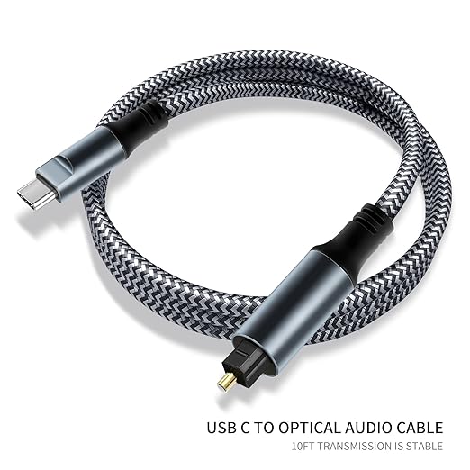 Kumiho Braided USB C to Optical Audio Cable 10Ft USB C to Toslink Optical Cable - Image 7