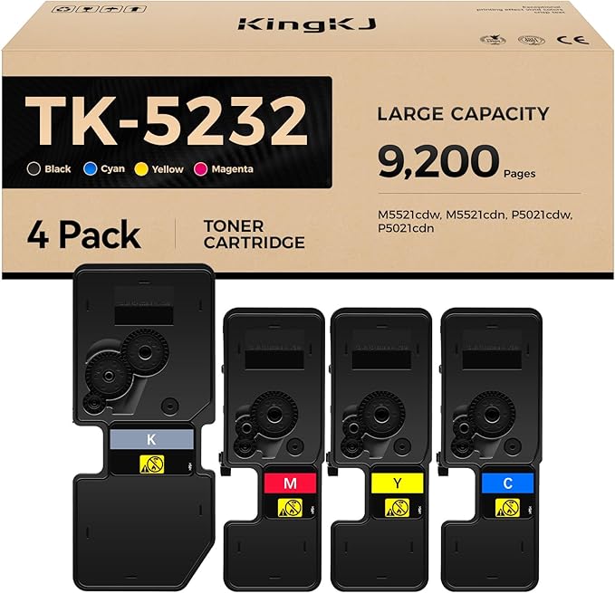 TK-5232 TK5232 Toner Cartridge 4Pack High Yield Replacement by KingKJInkToner