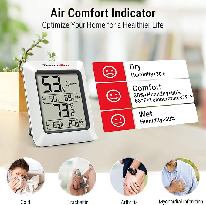 ThermoPro TP50 2 Pieces Digital Hygrometer Indoor Thermometer Room Thermometer - Image 3