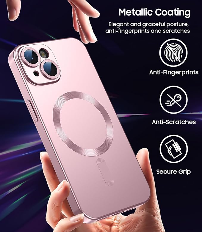 Magnetic for iPhone 14 Plus Case Slim Soft Silicone Bumper Shockproof Metallic - Image 5