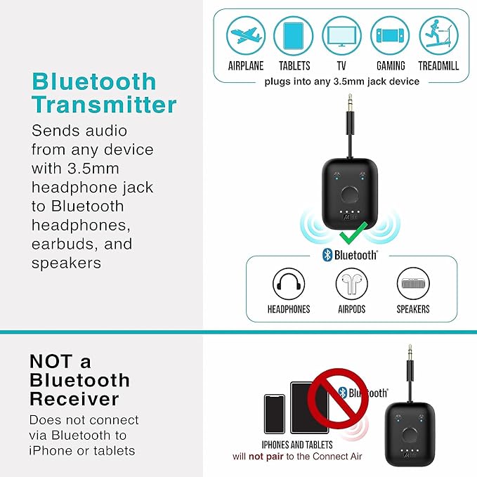 MEE audio Connect Air in-Flight Bluetooth Wireless Audio Transmitter, - Image 4