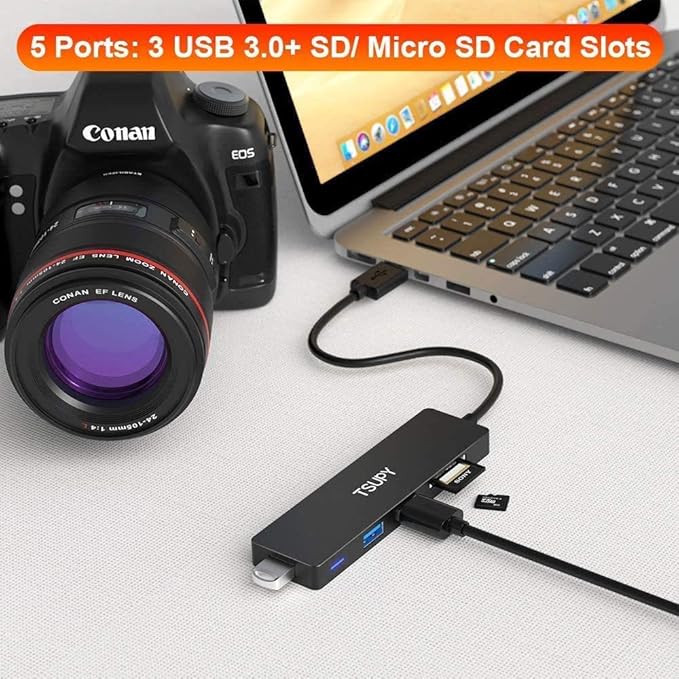 USB Hub 3.0, TSUPY 5 in 1 Multiport Adapter USB 3.0 Hub - Image 9