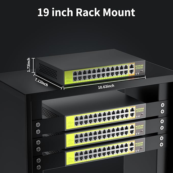 POE Switch with 24 Port POE + 2 Gigabit Uplink, 802.3af/at PoE+ 100Mbps - Image 5