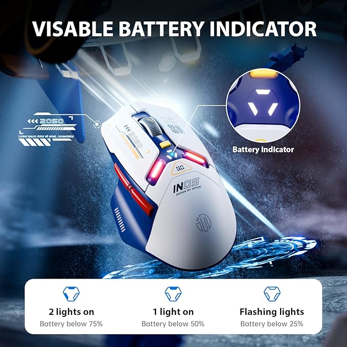 INPHIC IN9 Wireless Gaming Mouse, True Tri-Mode Bluetooth/Type-C Wired/2.4G - Image 6