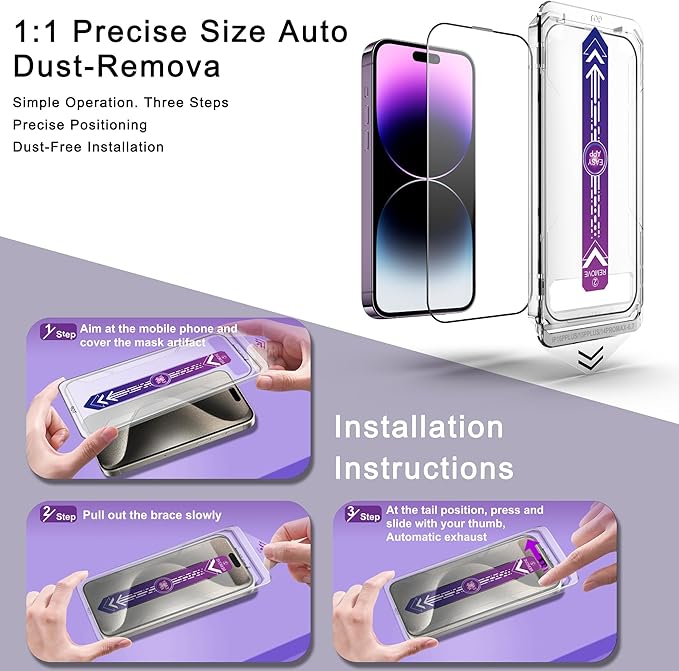 2 Pack Screen Protector for iPhone 14 Pro Max/iPhone 15 Plus/iPhone 16 Plus - Image 3