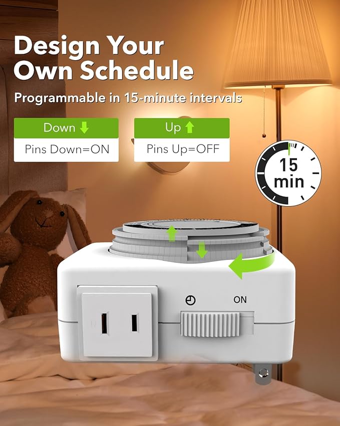 HBN Outlet Timer for Electrical Outlets Indoor, 24 Hour Mechanical Light Timers - Image 5