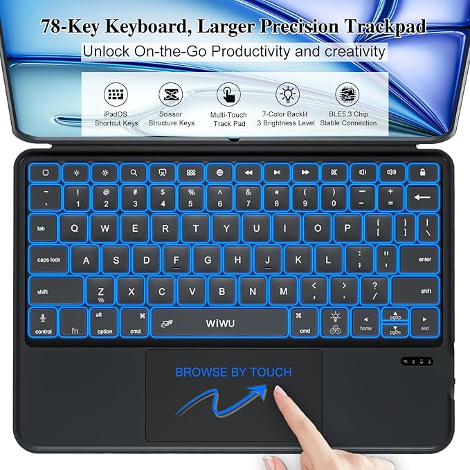 Keyboard Case for iPad Air 11 inch M3 M2&Pro 11, Magnetic Detachable iPad A16 - Image 4