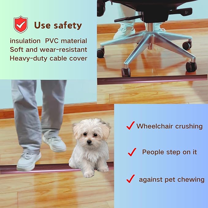 3.3ft Self Adhesive Floor Cord Cover, Cord Hider Floor, Cable Cavity:0.61" x - Image 3