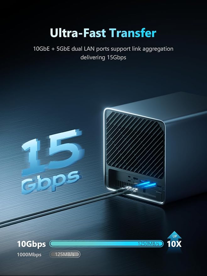 MINISFORUM N5 5-Bay Desktop NAS, AMD Ryzen 7 255, 128GB SSD, 1x 10GbE, 1x 5GbE - Image 5