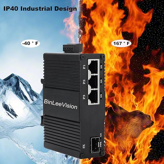 Industrial Mini Gigabit Ethernet Switch 3-Port RJ45 10/100/1000BASE-T+1-Port - Image 2