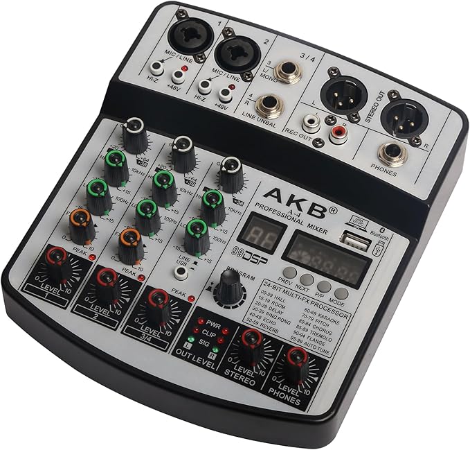 Dj Mixers 4 Channel Audio Mixer Sound Board by jindaaudio