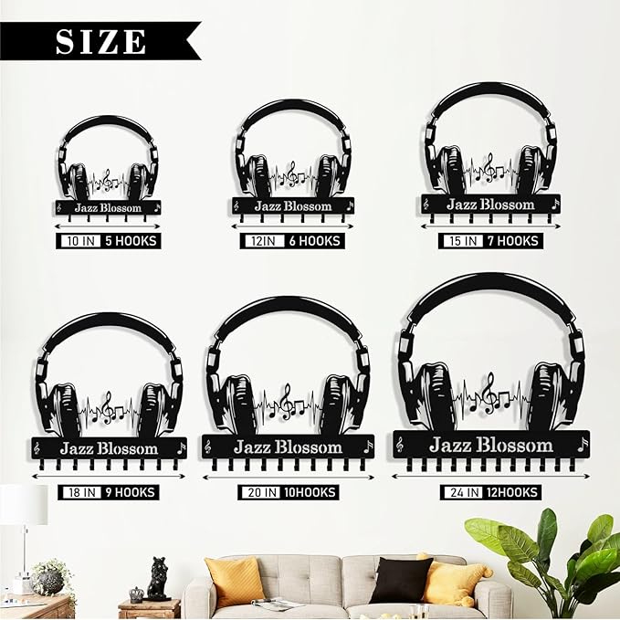 Personalized Headphone Key Holder Wall Mount, Custom Metal Key Rack Key Holder - Image 6
