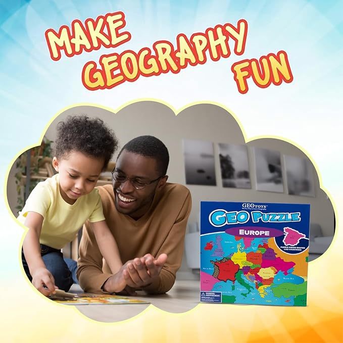 GeoToys GeoPuzzle, Europe Shaped Jigsaw Puzzles, Geography Game & Map Puzzle - Image 2
