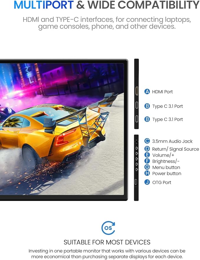 UPERFECT 24.5" Portable Gaming Monitor, 2K QHD 2560×1440, 165Hz USB-C, 144Hz - Image 7