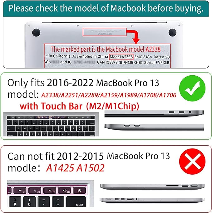 Teryeefi for MacBook Pro 13 inch Case M2 M1 2022 2020 2019-2016 Model A2338 - Image 2