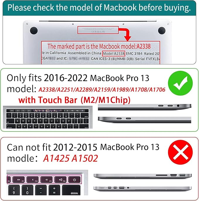 Teryeefi for MacBook Pro 13 inch Case Release 2016-2022, Fits Model A2338 A2251 - Image 2