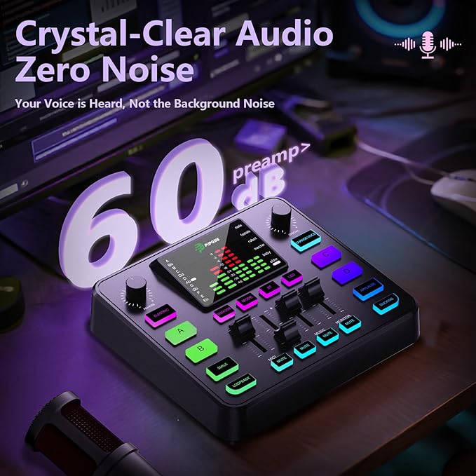 Pupgsis Gaming Audio Mixer, Audio Interface, Sound Board - Image 4