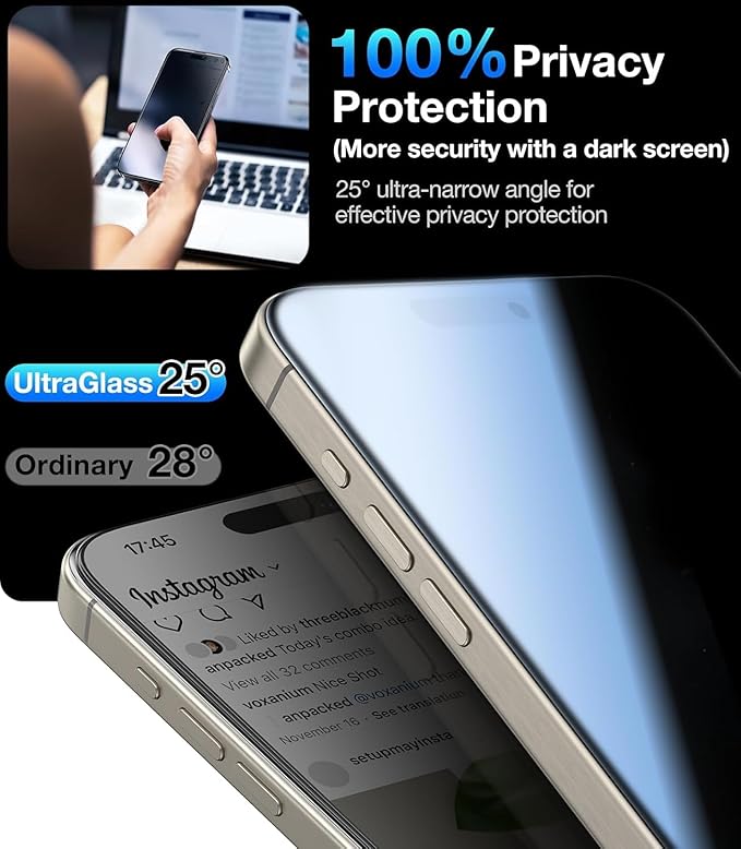 UltraGlass Ultra 9H+ Glass for iPhone 13/13 Pro Privacy Screen Protector Glass - Image 3