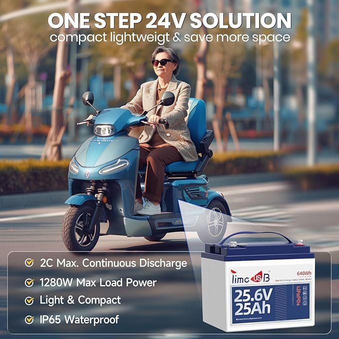 24V 25Ah LiFePO4 Battery, 2 Pack 2C High Discharge Rate Built-in 50A BMS 640Wh - Image 5