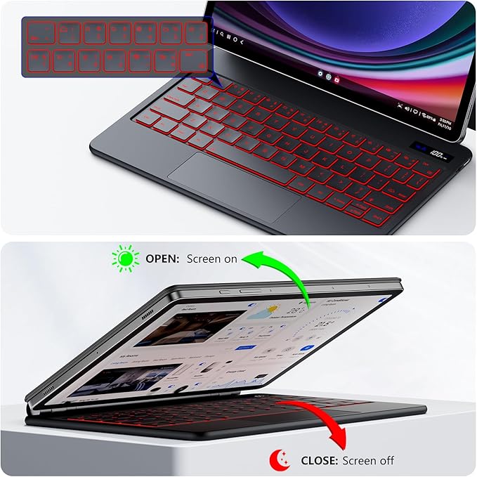 Magentic Keyboard Case for Samsung Galaxy Tab S10 FE/S9 FE 5G 10.9", Tab - Image 6