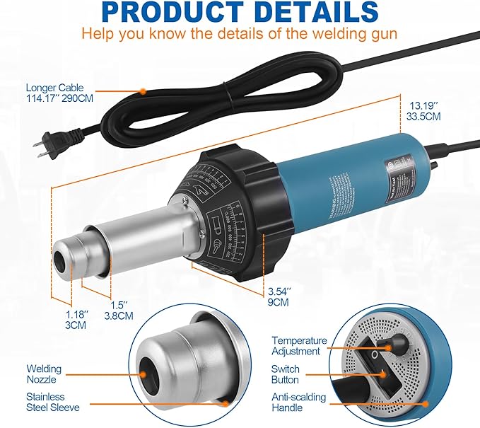 Iglobalbuy 1600W Hot Air Plastic Welder Kit - Image 8