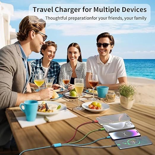 Travel Dual Type-C 4 in 1 Charging Cable, USB C Multi Charging Cable Multi - Image 6
