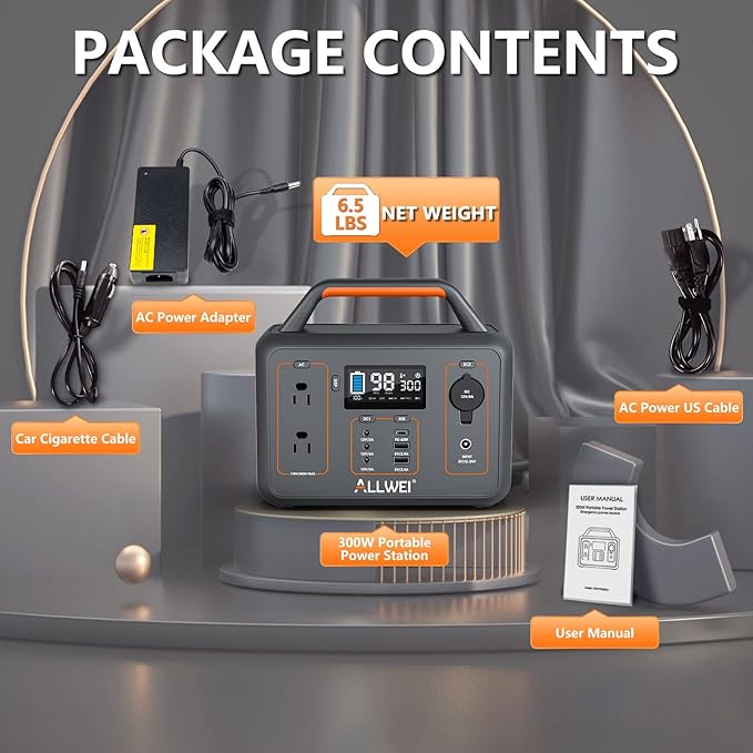 ALLWEI Portable Power Station 300W, 280Wh Solar Generator - Image 8