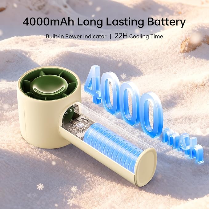 JISULIFE Portable Handheld Fan, 4000mAh Mini Rechargeable Fan, 5 Speeds & Up to - Image 4